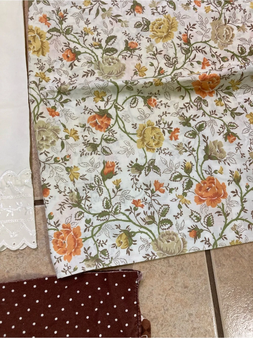 Home Bedding Pillowcase Set - White, Floral, and Coffee Brown  3 Pillowcases